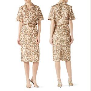 Rochas leopard fitted Midi pencil skirt 17152
